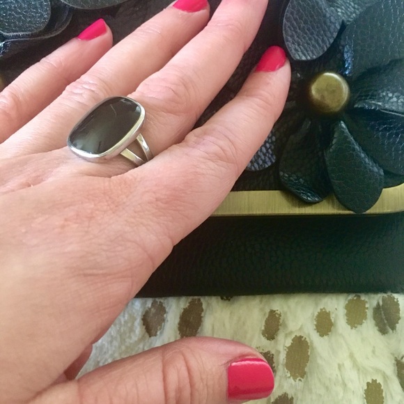 Sterling Silver Black Onyx Ring Size 7 - Picture 2 of 2